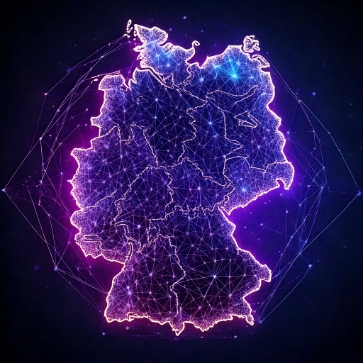 Deutschland Karte digitalisiert in blau und lila